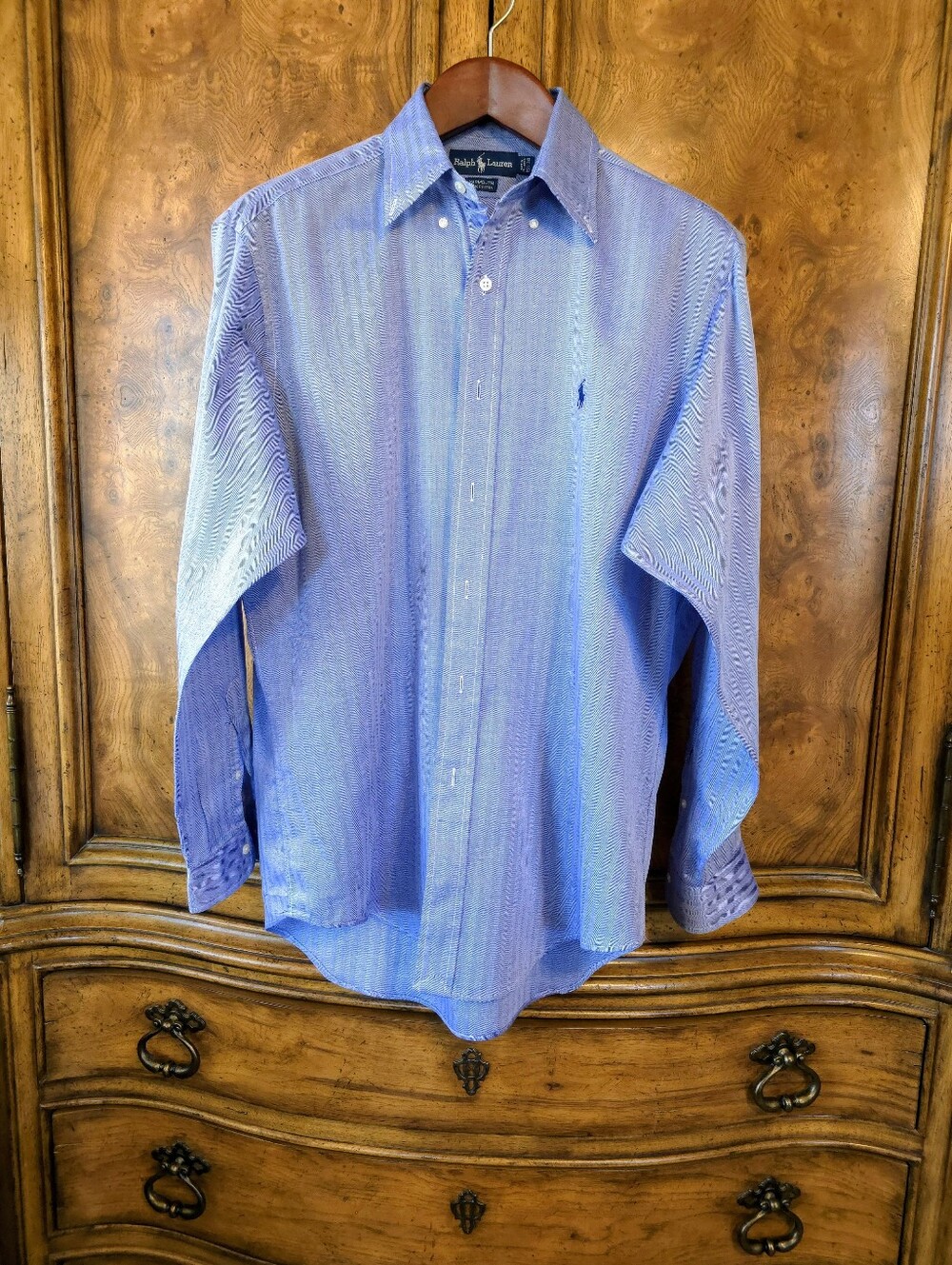 NWOT Ralph Lauren (M) Blue Herringbone shirt